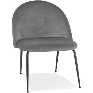 ALTEREGO Fauteuil lounge 'MERMAID' en velours gris clair et pieds en metal noir