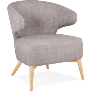 ALTEREGO Fauteuil lounge 'ODILE' en tissu gris et pieds en bois finition naturelle