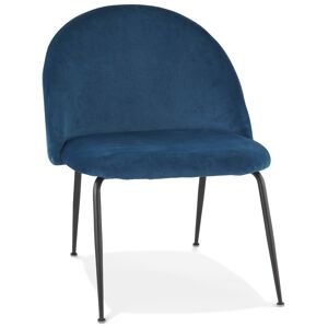 ALTEREGO Fauteuil lounge 'MERMAID' en velours bleu et pieds en métal noir