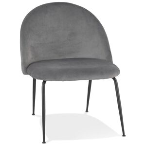 ALTEREGO Fauteuil lounge 'MERMAID' en velours gris clair et pieds en métal noir