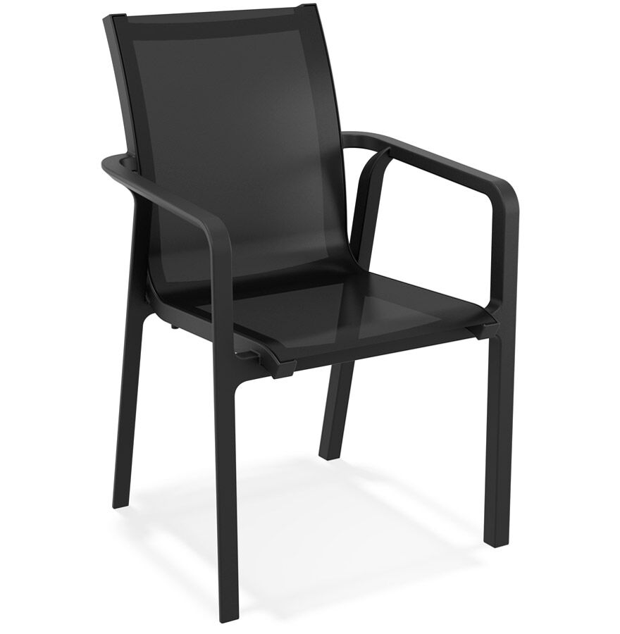 ALTEREGO Chaise de jardin avec accoudoirs 'CINDY' en matière plastique noire empilable