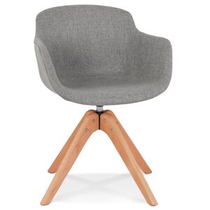 ALTEREGO Chaise avec accoudoirs 'AMOS' en tissu gris et pieds en bois naturel