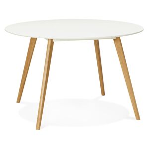 ALTEREGO Table de cuisine ronde 'AMY' blanche style scandinave - Ø 120 cm