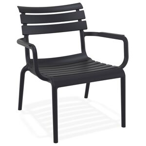 ALTEREGO Chaise de jardin avec accoudoirs 'AROMA' noire  en matiere plastique