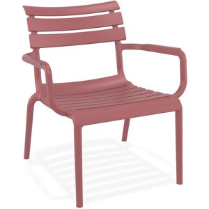 ALTEREGO Chaise de jardin avec accoudoirs 'AROMA' rouge en matiere plastique