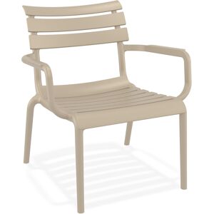 ALTEREGO Chaise de jardin avec accoudoirs 'AROMA' taupe en matiere plastique