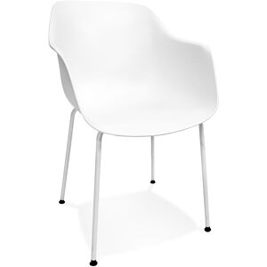 ALTEREGO Chaise interieur / exterieur 'BACHO' blanche avec accoudoirs