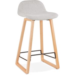 ALTEREGO Tabouret snack mi-hauteur scandinave 'BALTIK MINI' en tissu gris clair