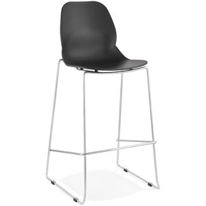 ALTEREGO Tabouret de bar design empilable 'BERLIN' noir avec pied en metal chrome