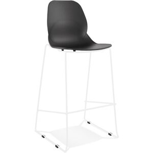 ALTEREGO Tabouret de bar design empilable 'BERLIN' noir avec pied en metal blanc