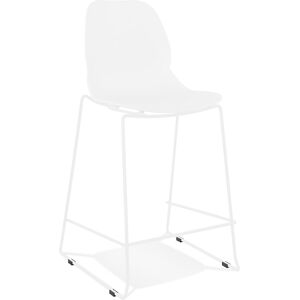 ALTEREGO Tabouret snack mi-hauteur 'BERLIN MINI' blanc empilable avec pied en metal blanc