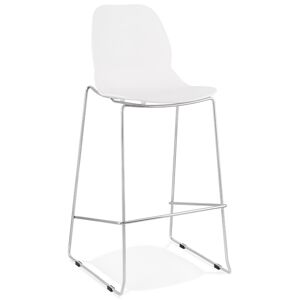 ALTEREGO Tabouret de bar design empilable 'BERLIN' blanc avec pied en metal chrome