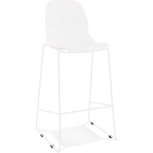 ALTEREGO Tabouret de bar design empilable 'BERLIN' blanc avec pied en metal blanc