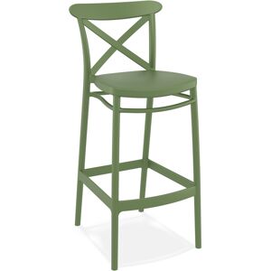 ALTEREGO Tabouret de bar 'BERLIOZ' style retro en matiere plastique verte