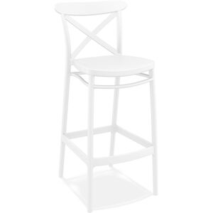 ALTEREGO Tabouret de bar 'BERLIOZ' style retro en matiere plastique blanche