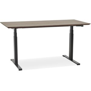 ALTEREGO Bureau assis-debout electrique 'BIONIK'avec plateau en bois finition Noyer et pied en metal noir - 150x70 cm