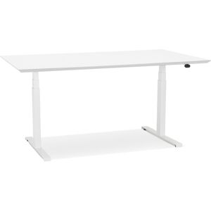 ALTEREGO Bureau assis-debout electrique 'BIONIK'avec plateau en bois et metal blanc - 150x70 cm