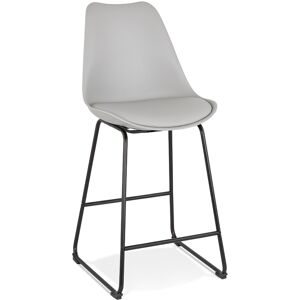 ALTEREGO Tabouret snack mi-hauteur 'CHOKO MINI' gris et pieds en metal noir