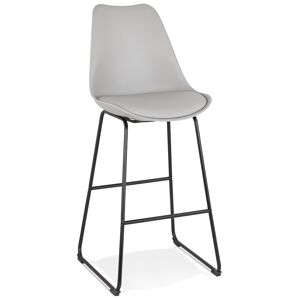 ALTEREGO Tabouret de bar 'CHOKO' gris et pieds en metal noir