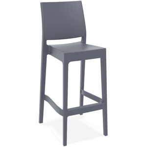 ALTEREGO Tabouret de bar 'CLARA' gris fonce interieur / exterieur empilable