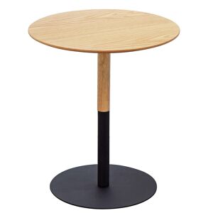 ALTEREGO Table d'appoint ronde 'DILA H45' en bois finition naturelle et metal noir