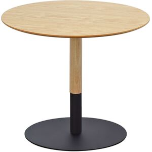 ALTEREGO Table basse design ronde 'DILA H40' en bois finition naturelle et metal noir