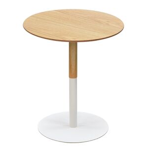 ALTEREGO Table d'appoint ronde 'DILA H45' en bois finition naturelle et metal blanc