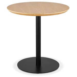 ALTEREGO Petite table a diner 'DEXTER' ronde en bois finition naturelle et metal noir - Ø 60 cm