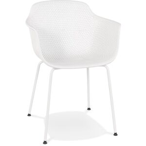 ALTEREGO Chaise avec accoudoirs perforee 'DRAK' blanche interieure / exterieure