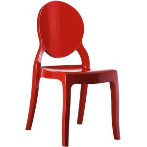 ALTEREGO Chaise medaillon 'ELIZA' rouge en matiere plastique