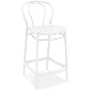 ALTEREGO Tabouret snack mi-hauteur 'FERDINAND MINI' interieur / exterieur blanc