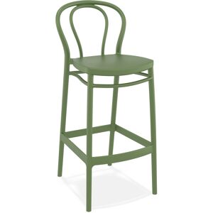 ALTEREGO Tabouret de bar 'FERDINAND' interieur / exterieur en matiere plastique verte