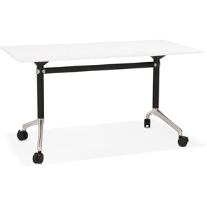 ALTEREGO Bureau pliable 'FLEXO' blanc sur roulettes - 140x70 cm