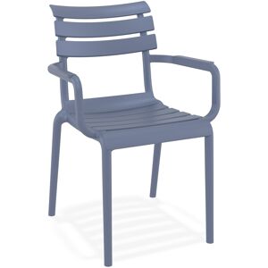 ALTEREGO Chaise de jardin avec accoudoirs 'FLORA' gris fonce en matiere plastique