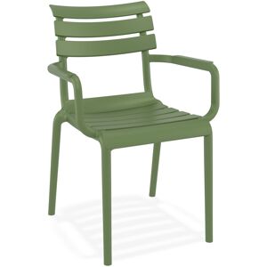 ALTEREGO Chaise de jardin avec accoudoirs 'FLORA' vert en matiere plastique