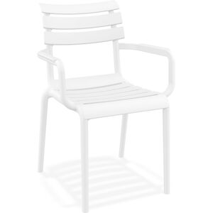 ALTEREGO Chaise de jardin avec accoudoirs 'FLORA' blanche en matiere plastique