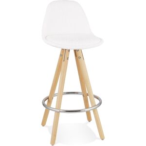 ALTEREGO Tabouret snack mi-hauteur 'FLORENCE MINI' en tissu bouloche blanc style scandinave