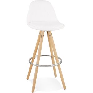 ALTEREGO Tabouret de bar 'FLORENCE' en tissu bouloche blanc style scandinave