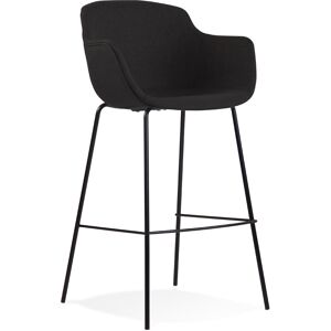 ALTEREGO Tabouret de bar avec accoudoirs 'FORTI' en tissu noir