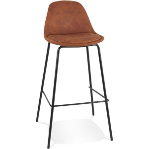 ALTEREGO Tabouret de bar 'GIRON' en microfibre brun et pied en metal noir