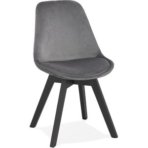 ALTEREGO Chaise en velours gris 'JOE' avec structure en bois noir