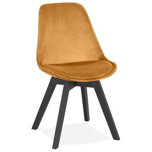 ALTEREGO Chaise en velours moutarde 'JOE' avec structure en bois noir