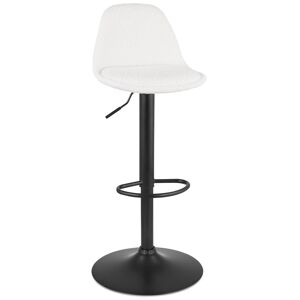 ALTEREGO Tabouret reglable 'LANCELOT' en tissu boucle blanc et pied en metal noir