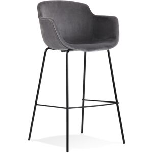 ALTEREGO Tabouret de bar avec accoudoirs 'LARISSA' en velours gris