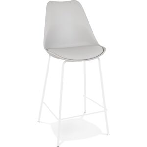 ALTEREGO Tabouret snack mi-hauteur 'LEMON MINI' gris avec pied en metal blanc