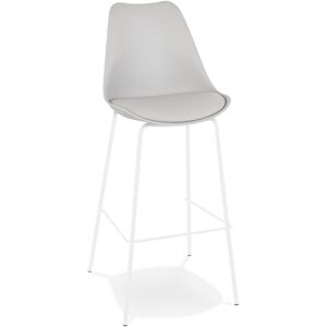 ALTEREGO Tabouret de bar design 'LEMON' gris avec pied en metal blanc