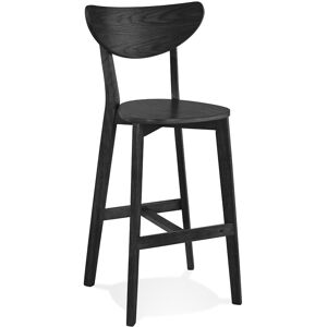 ALTEREGO Tabouret de bar 'LEONARDO' en bois noir - Commande par 2 pieces / Prix pour 1 piece