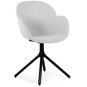 ALTEREGO Chaise avec accoudoirs 'LIBRA' en tissu gris clair et metal noir