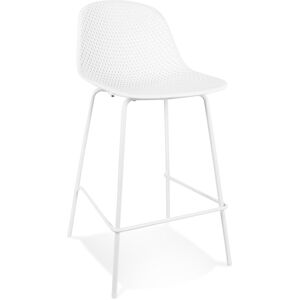 ALTEREGO Tabouret snack mi-hauteur perfore 'LOKI MINI' blanc interieur / exterieur