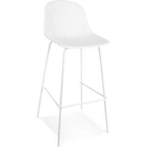 ALTEREGO Tabouret de bar perfore 'LOKI' blanc interieur / exterieur